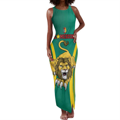 Custom Afro Cameroun Football Tank Maxi Dress Go Les Lions Indomptables