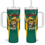 Custom Afro Cameroun Football Tumbler With Handle Go Les Lions Indomptables