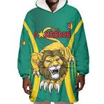 Custom Afro Cameroun Football Wearable Blanket Hoodie Go Les Lions Indomptables