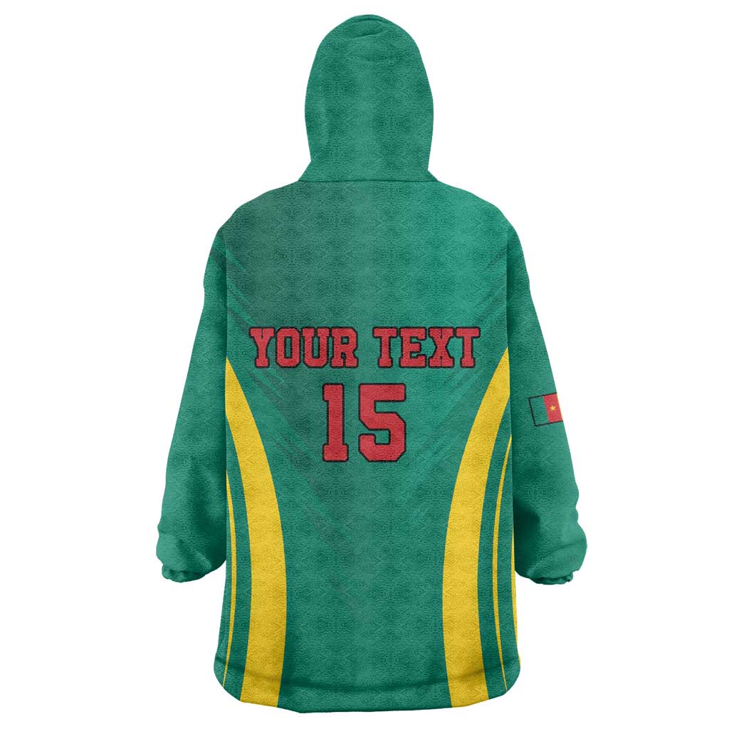 Custom Afro Cameroun Football Wearable Blanket Hoodie Go Les Lions Indomptables