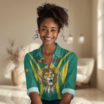 Custom Afro Cameroun Football Women Casual Shirt Go Les Lions Indomptables LT15