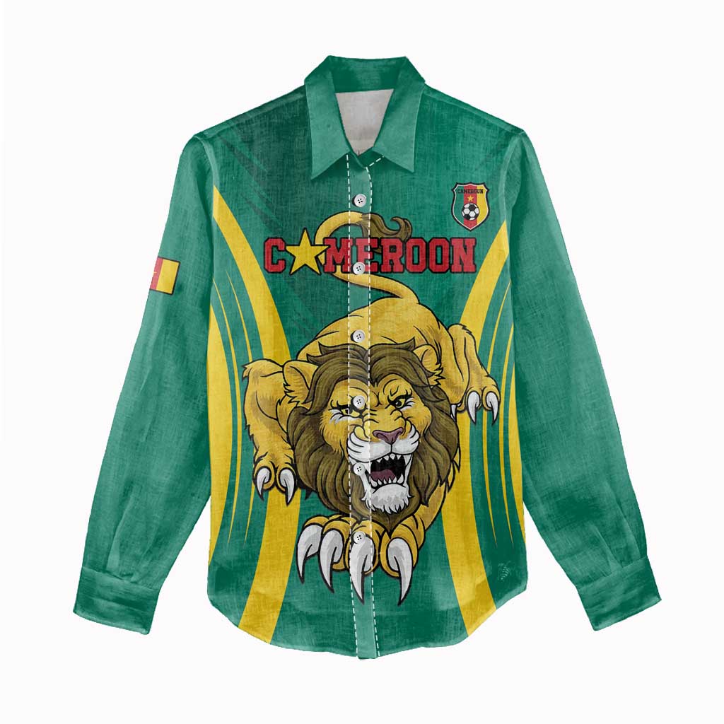 Custom Afro Cameroun Football Women Casual Shirt Go Les Lions Indomptables LT15
