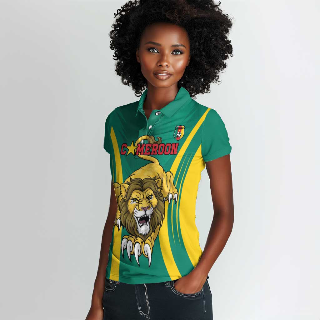 Custom Afro Cameroun Football Women Polo Shirt Go Les Lions Indomptables
