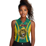 Custom Afro Cameroun Football Women Sleeveless Polo Shirt Go Les Lions Indomptables