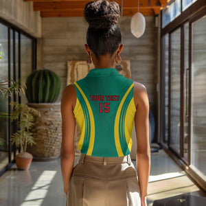 Custom Afro Cameroun Football Women Sleeveless Polo Shirt Go Les Lions Indomptables