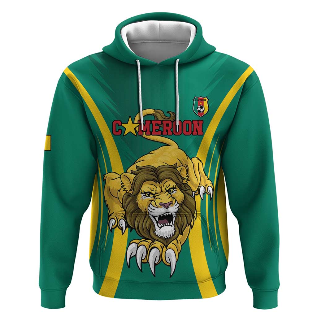 Custom Afro Cameroun Football Zip Hoodie Go Les Lions Indomptables