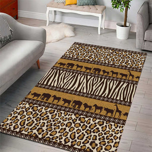 Leopards and Zebra Skins Area Rug Mix African Pattern