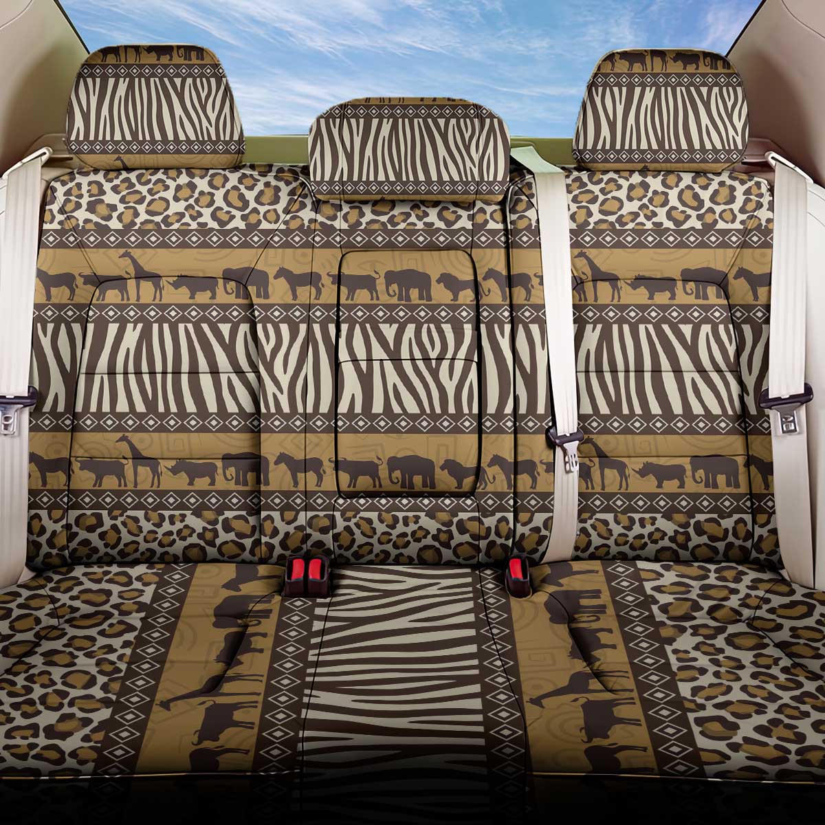Leopards and Zebra Skins Back Car Seat Cover Mix African Pattern