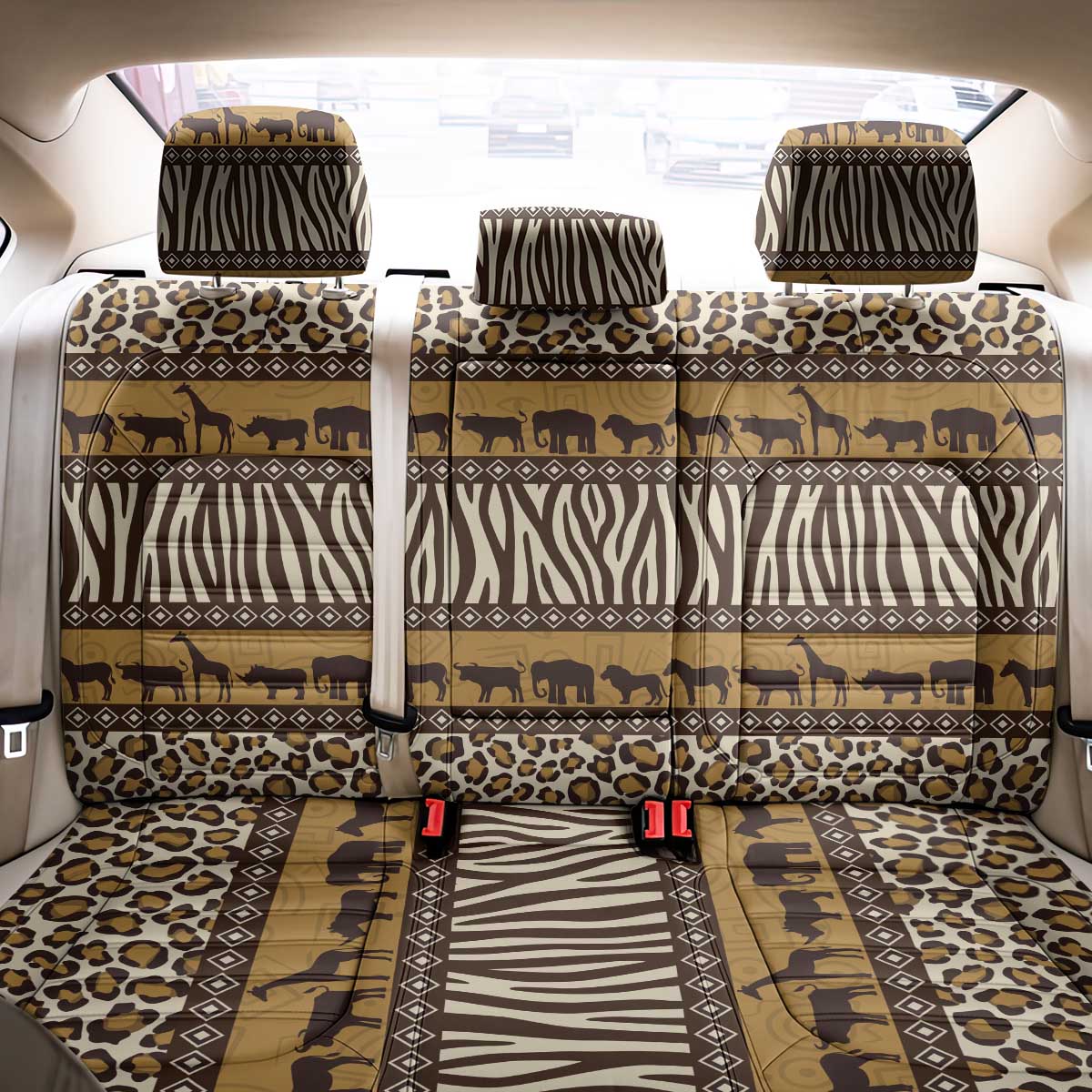 Leopards and Zebra Skins Back Car Seat Cover Mix African Pattern