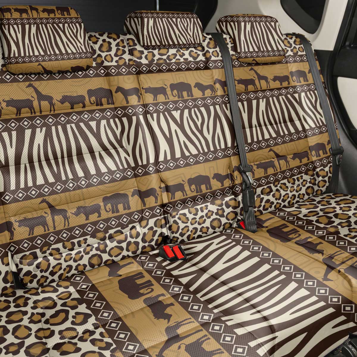Leopards and Zebra Skins Back Car Seat Cover Mix African Pattern