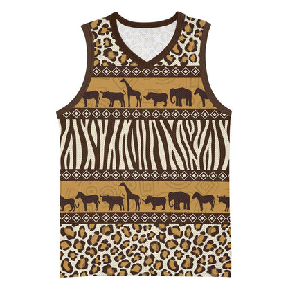 Leopards and Zebra Skins Basketball Jersey Mix African Pattern - African Pride