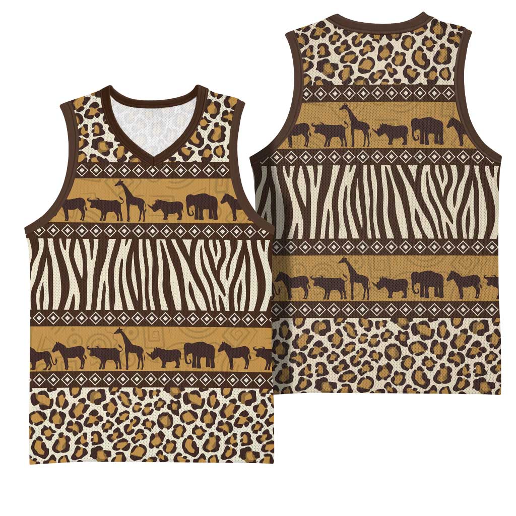 Leopards and Zebra Skins Basketball Jersey Mix African Pattern - African Pride