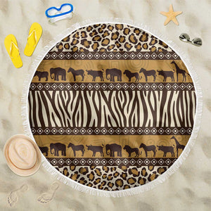Leopards and Zebra Skins Beach Blanket Mix African Pattern