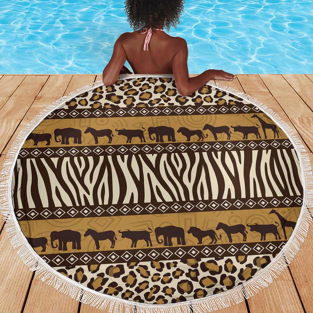 Leopards and Zebra Skins Beach Blanket Mix African Pattern