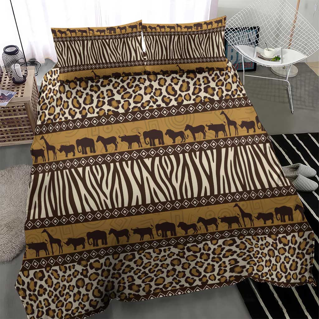 Leopards and Zebra Skins Bedding Set Mix African Pattern