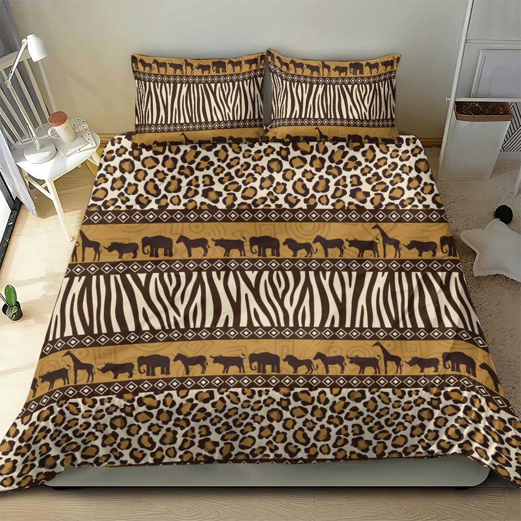 Leopards and Zebra Skins Bedding Set Mix African Pattern