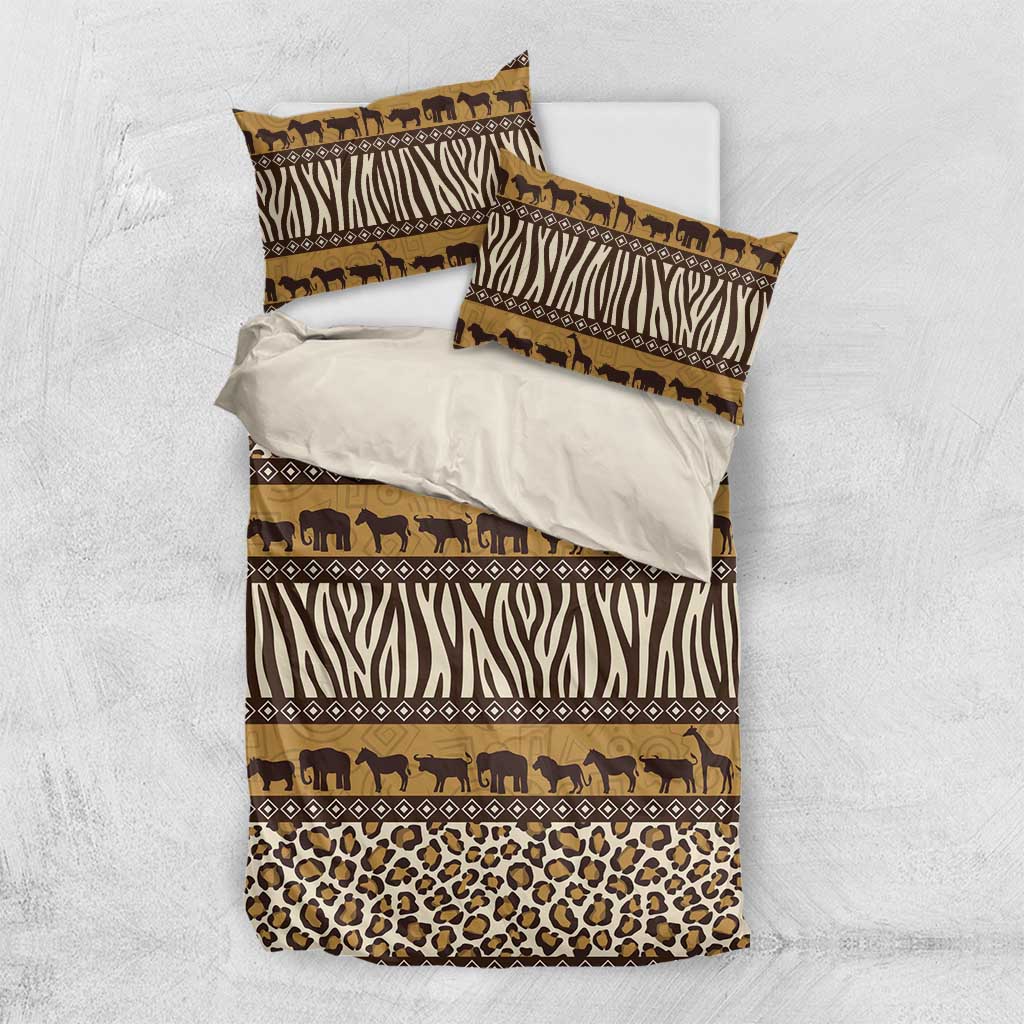Leopards and Zebra Skins Bedding Set Mix African Pattern