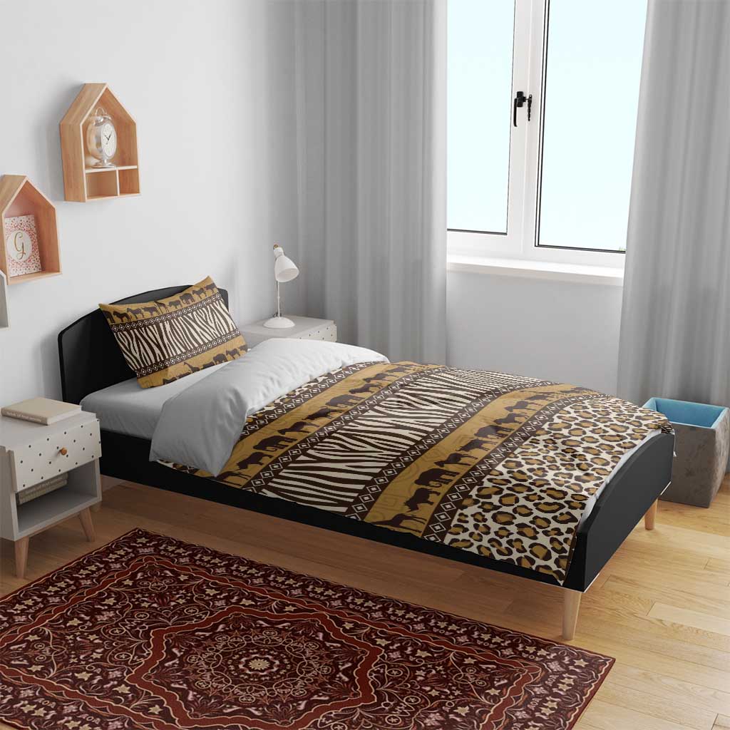 Leopards and Zebra Skins Bedding Set Mix African Pattern