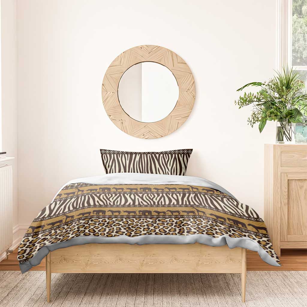 Leopards and Zebra Skins Bedding Set Mix African Pattern