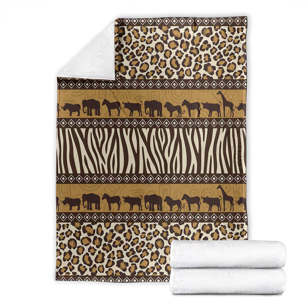 Leopards and Zebra Skins Blanket Mix African Pattern