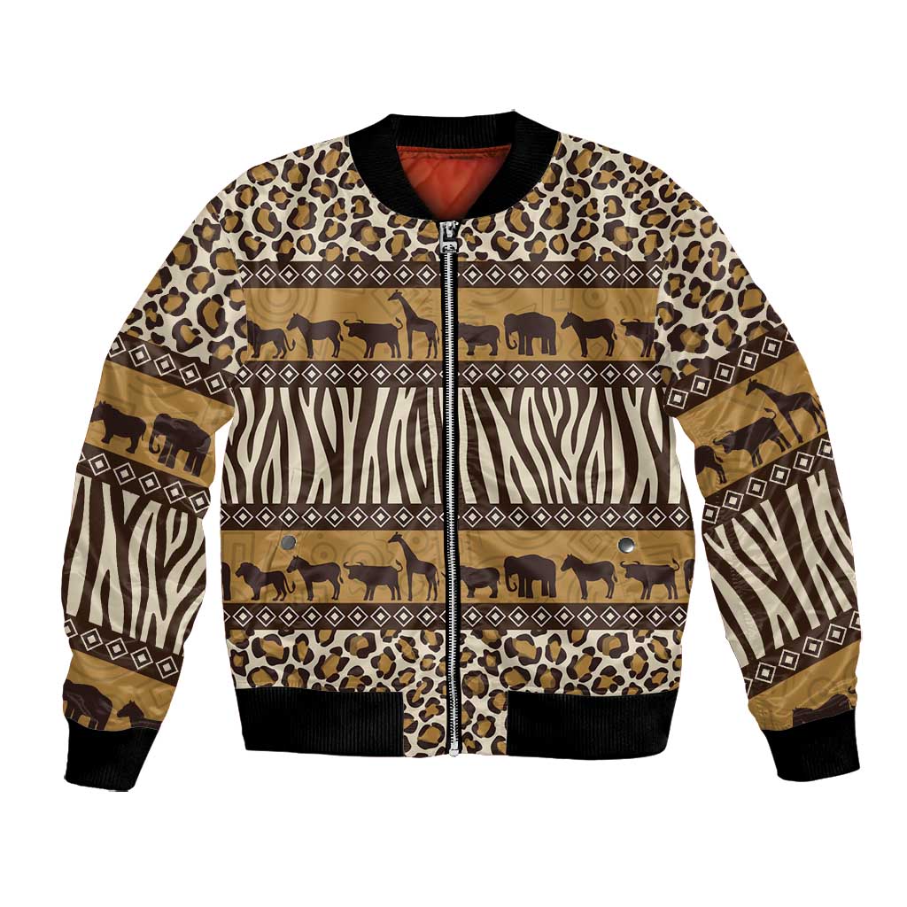 Leopards and Zebra Skins Bomber Jacket Mix African Pattern