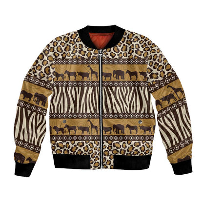 Leopards and Zebra Skins Bomber Jacket Mix African Pattern