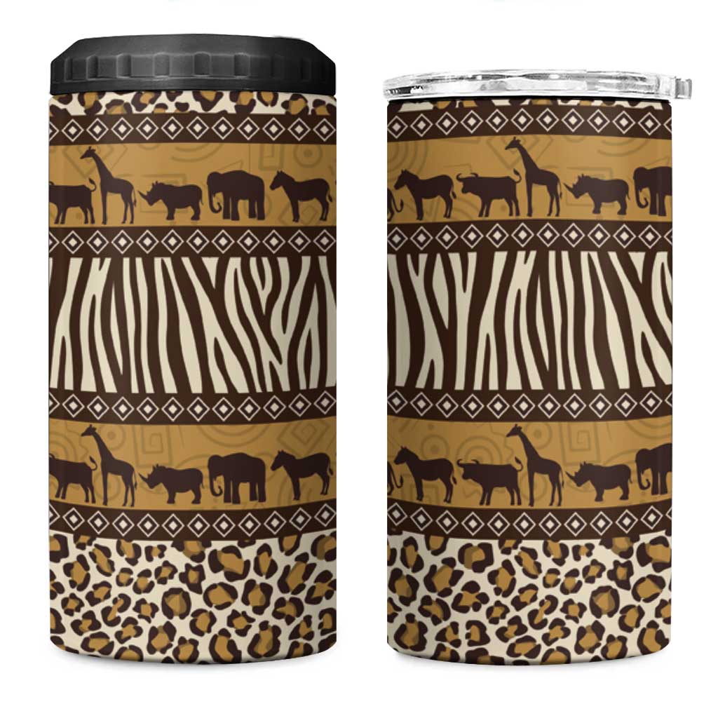Leopards and Zebra Skins 4 in 1 Can Cooler Tumbler Mix African Pattern