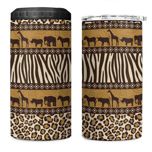 Leopards and Zebra Skins 4 in 1 Can Cooler Tumbler Mix African Pattern