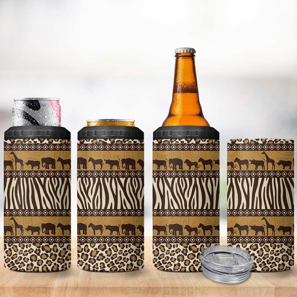 Leopards and Zebra Skins 4 in 1 Can Cooler Tumbler Mix African Pattern
