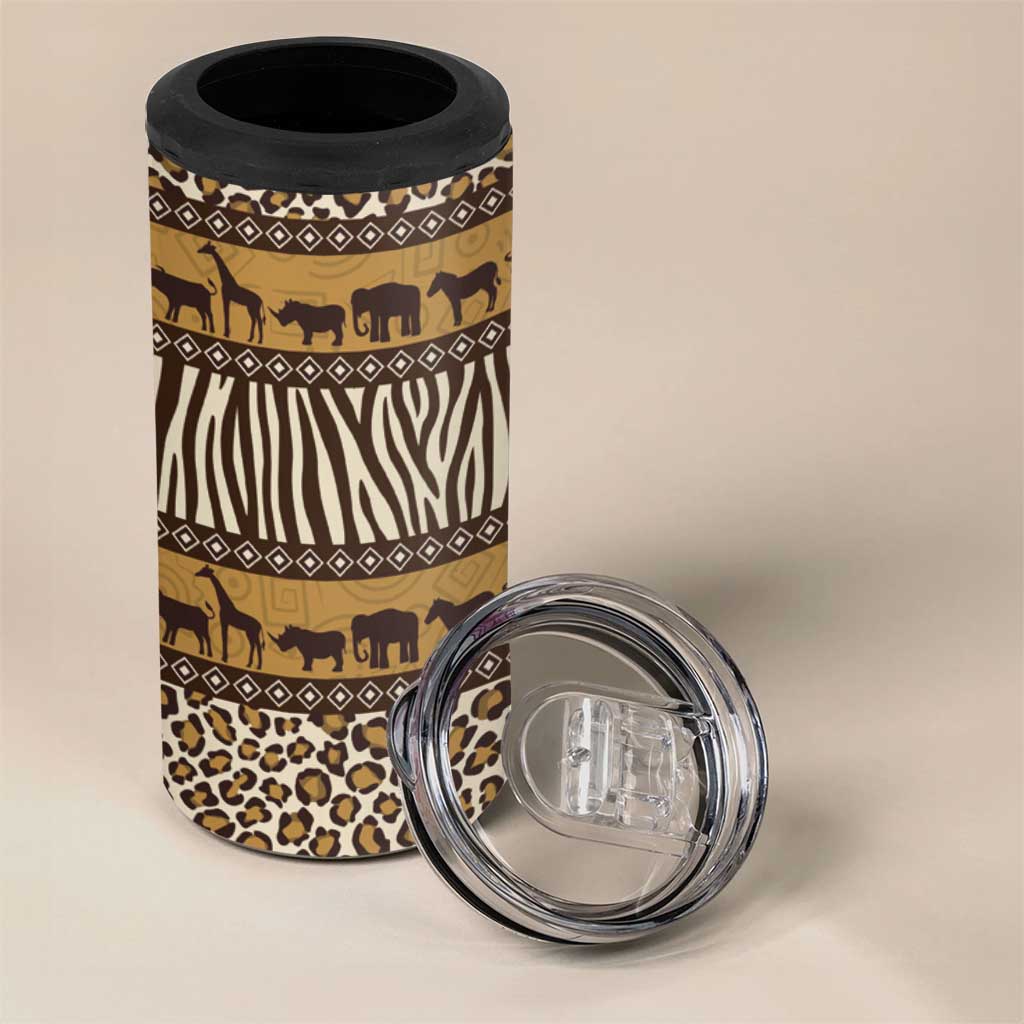 Leopards and Zebra Skins 4 in 1 Can Cooler Tumbler Mix African Pattern