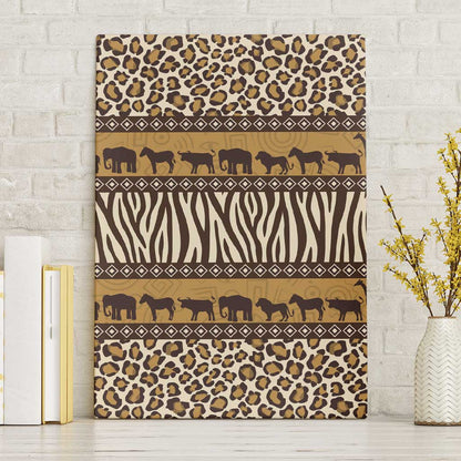 Leopards and Zebra Skins Canvas Wall Art Mix African Pattern