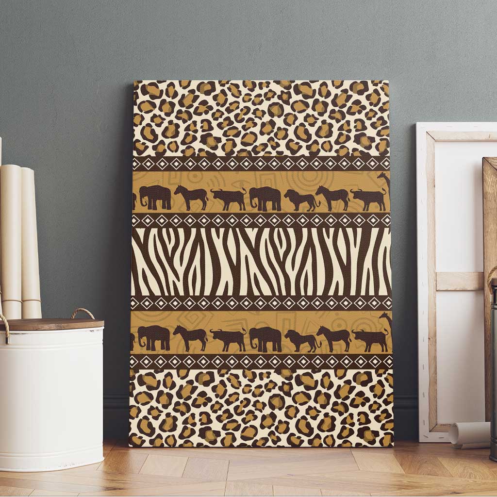 Leopards and Zebra Skins Canvas Wall Art Mix African Pattern