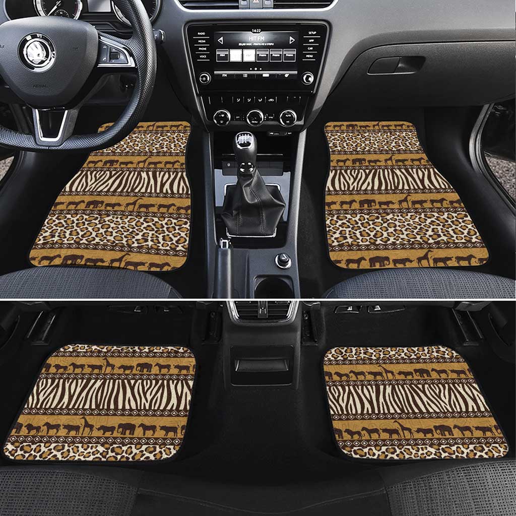 Leopards and Zebra Skins Car Mats Mix African Pattern