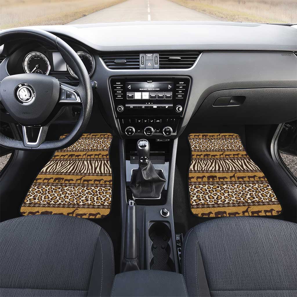 Leopards and Zebra Skins Car Mats Mix African Pattern
