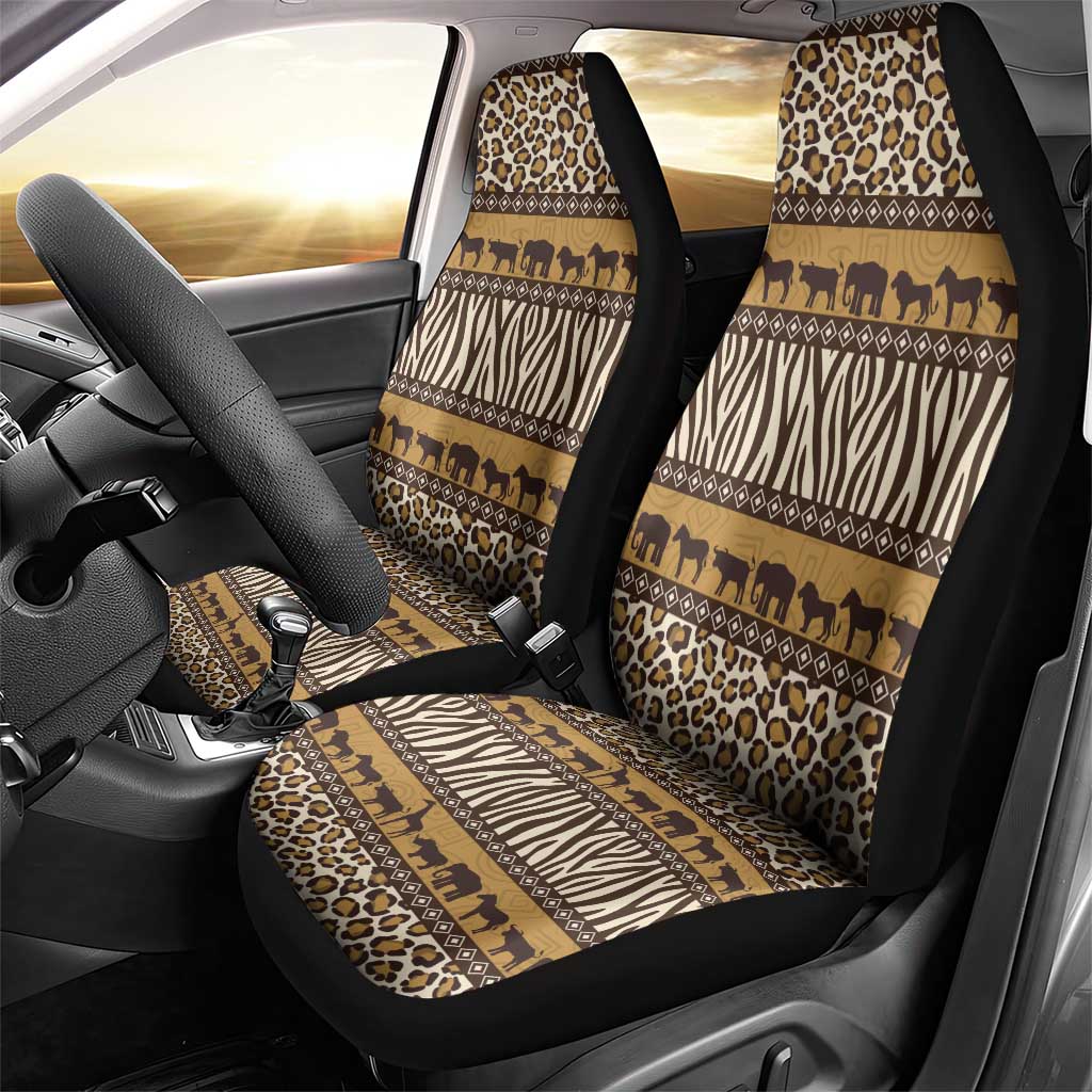 Leopards and Zebra Skins Car Seat Cover Mix African Pattern
