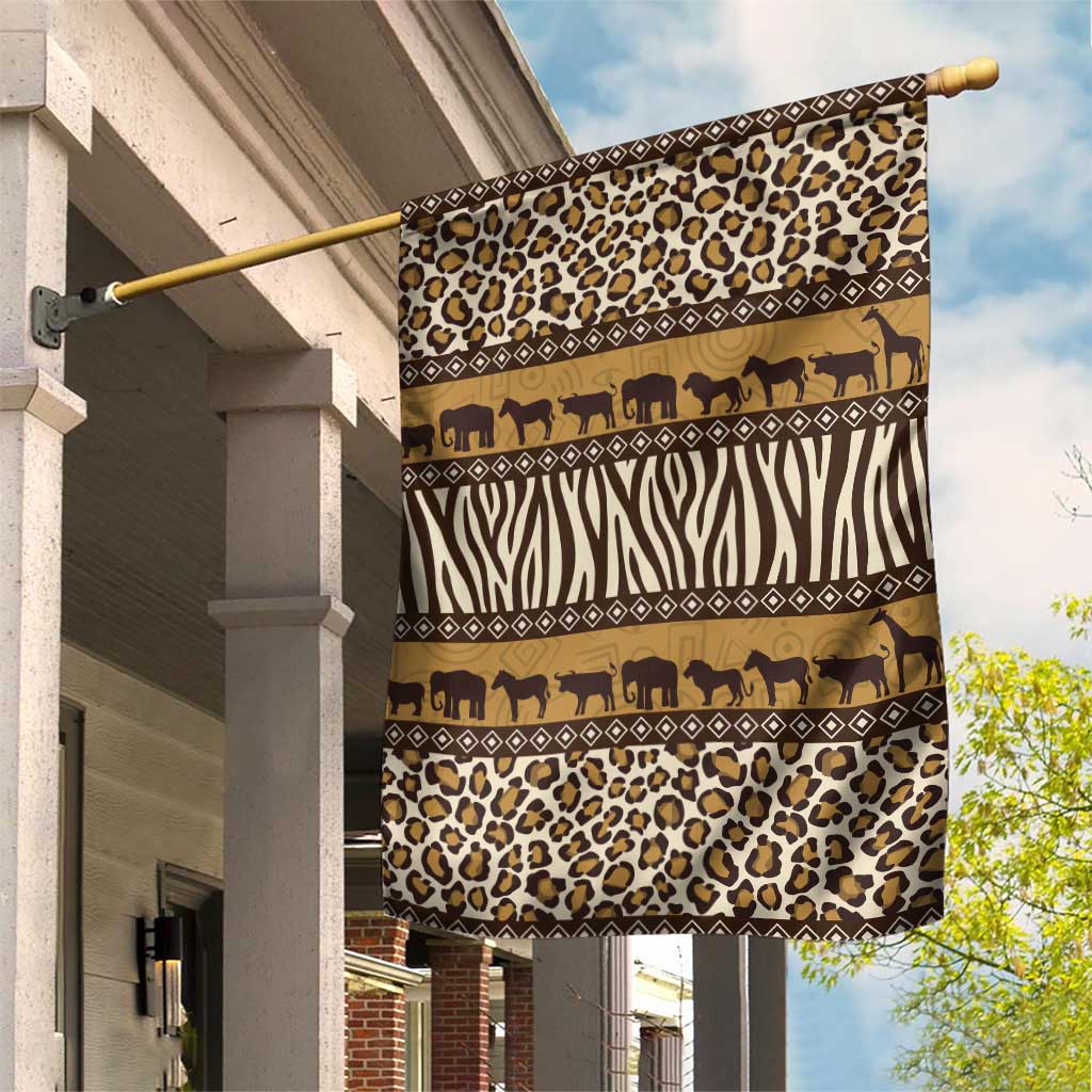 Leopards and Zebra Skins Garden Flag Mix African Pattern