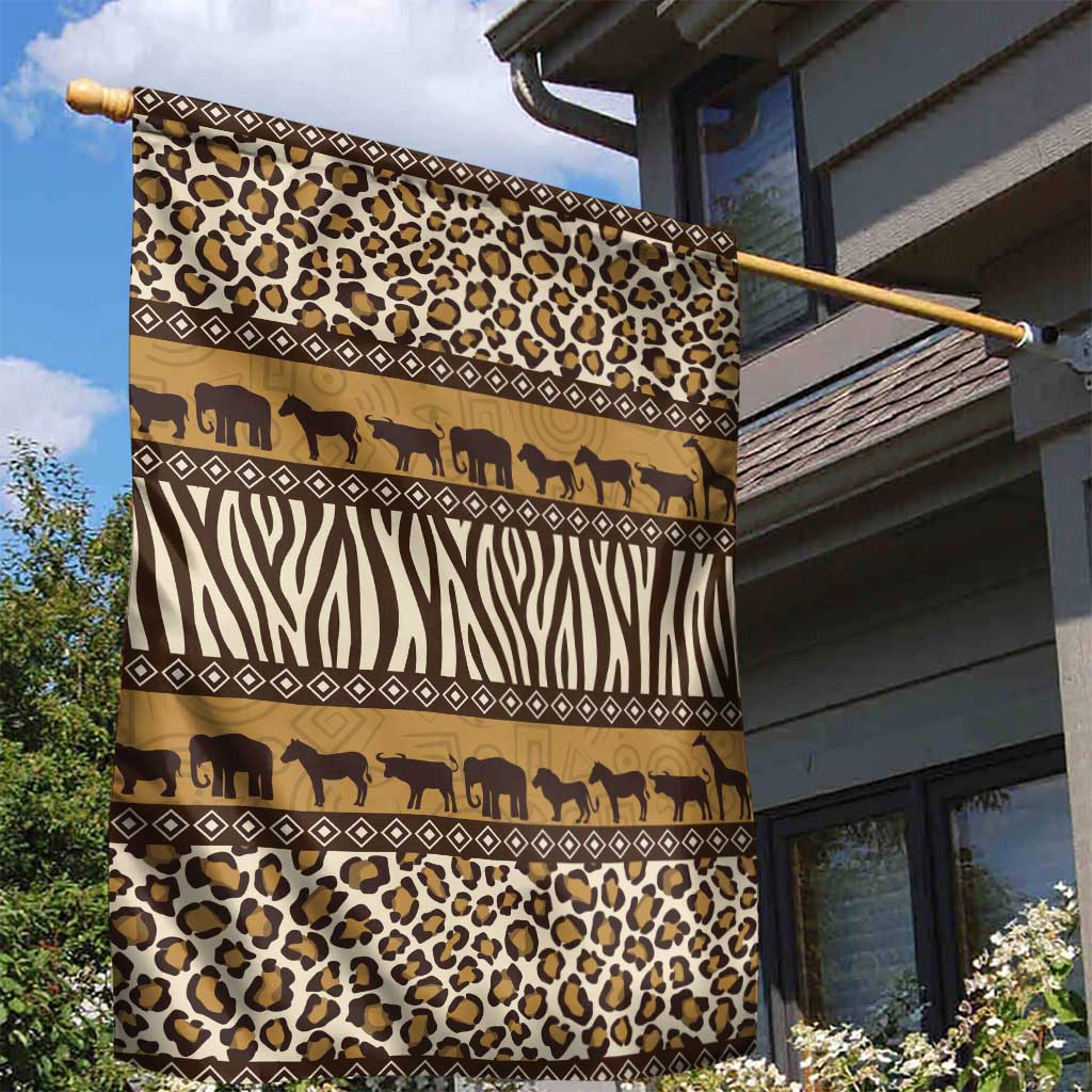 Leopards and Zebra Skins Garden Flag Mix African Pattern