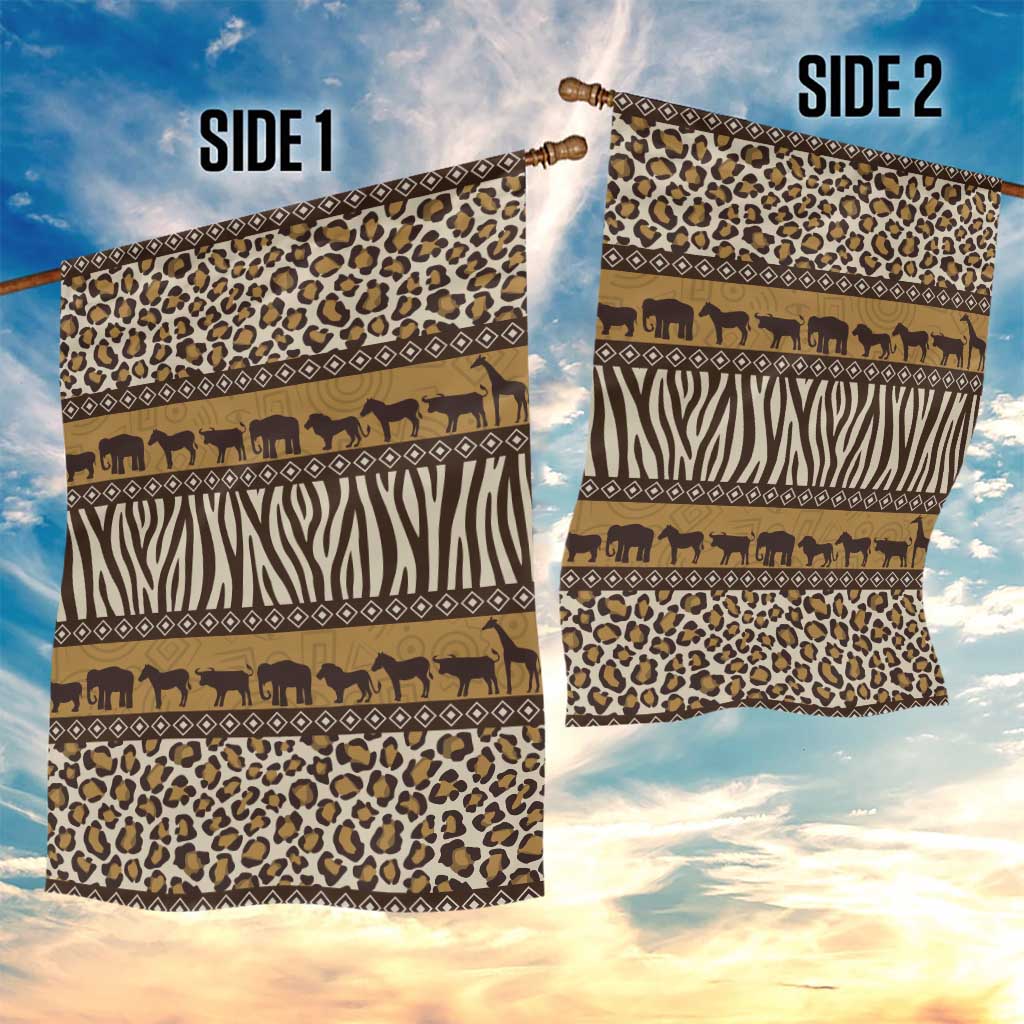 Leopards and Zebra Skins Garden Flag Mix African Pattern