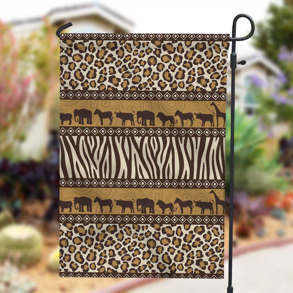 Leopards and Zebra Skins Garden Flag Mix African Pattern
