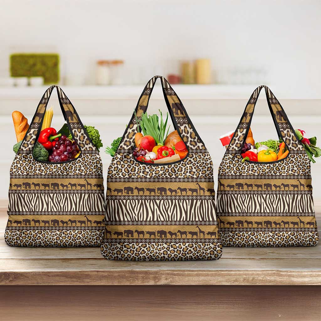 Leopards and Zebra Skins Grocery Bag Mix African Pattern