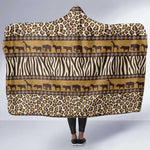 Leopards and Zebra Skins Hooded Blanket Mix African Pattern