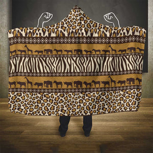 Leopards and Zebra Skins Hooded Blanket Mix African Pattern