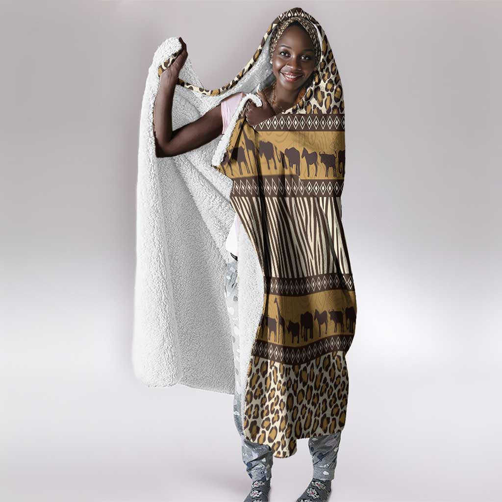 Leopards and Zebra Skins Hooded Blanket Mix African Pattern