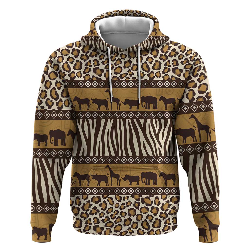 Leopards and Zebra Skins Hoodie Mix African Pattern