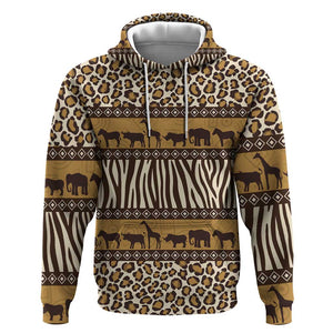 Leopards and Zebra Skins Hoodie Mix African Pattern