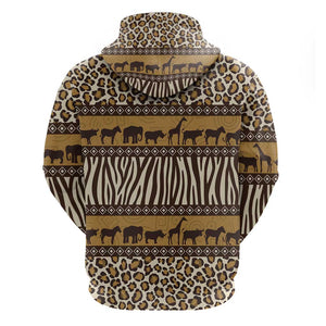 Leopards and Zebra Skins Hoodie Mix African Pattern