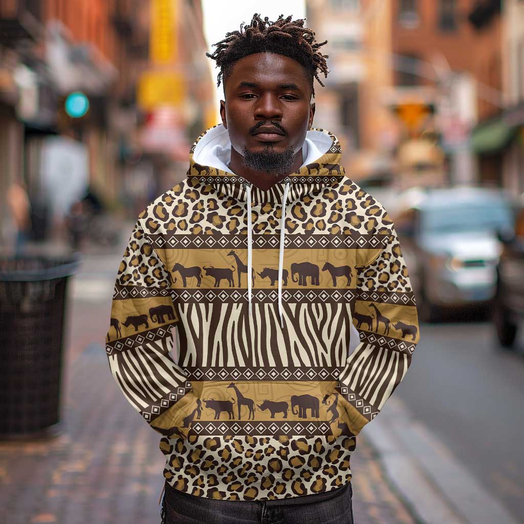 Leopards and Zebra Skins Hoodie Mix African Pattern