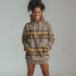Leopards and Zebra Skins Hoodie Dress Mix African Pattern