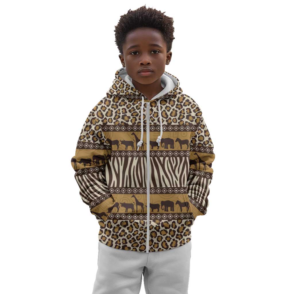 Leopards and Zebra Skins Kid Hoodie Mix African Pattern