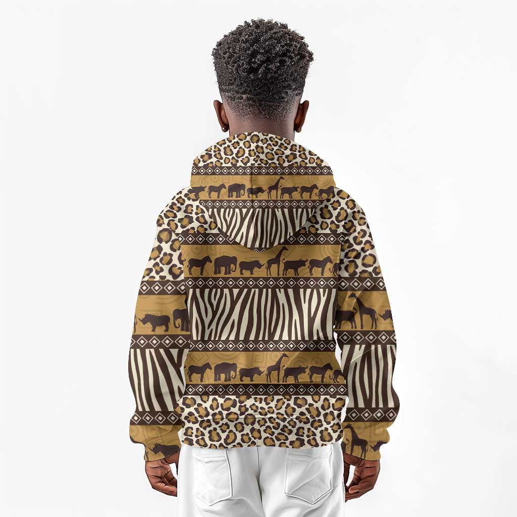 Leopards and Zebra Skins Kid Hoodie Mix African Pattern